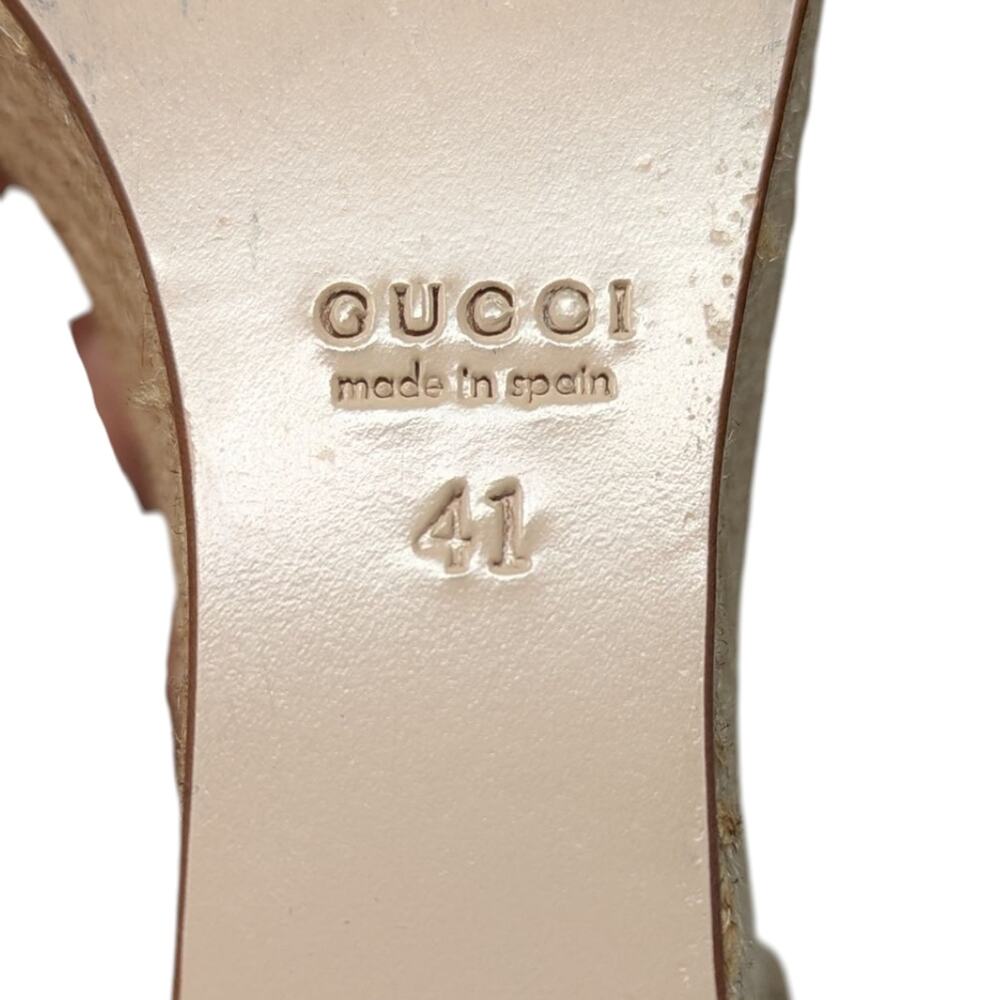 Gucci Horsebit Wedge Espadrille Platform Sandal Neutral Suede Raffia 41 | 10.5 - Picture 10 of 13
